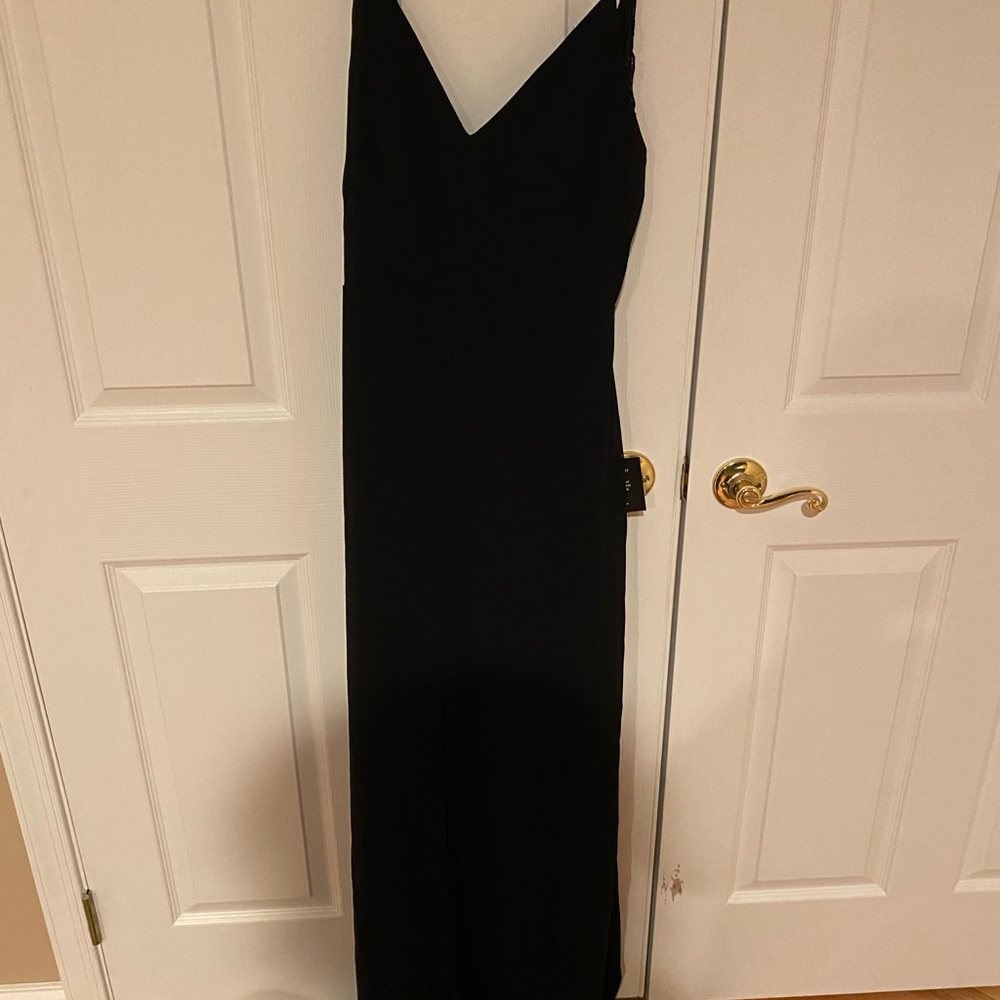 Black flowy chiffon maxi dress.